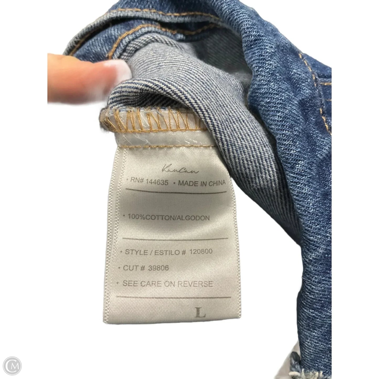 Jacket Denim By Kancan In Blue Denim, Size: L