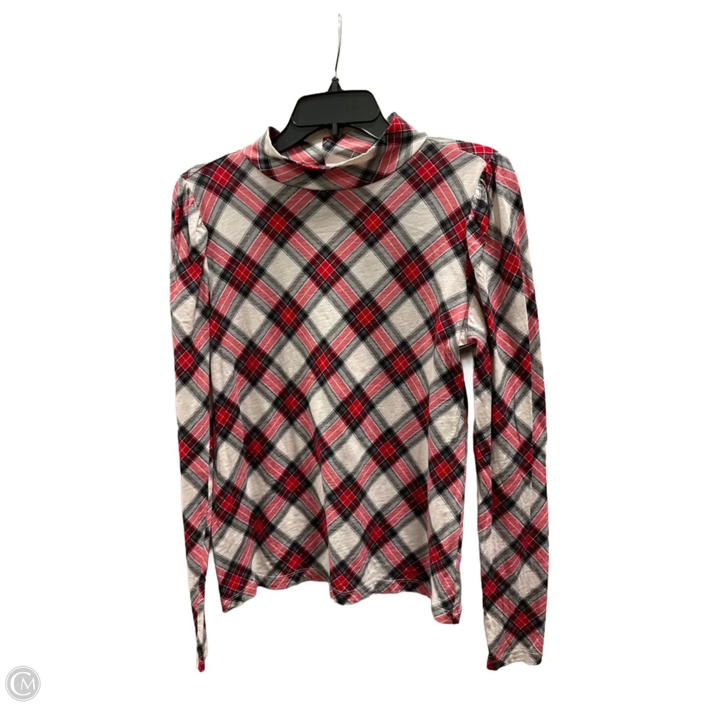Top Long Sleeve By Loft In Plaid Pattern, Size: M