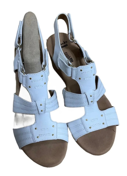 Sandals Heels Wedge By Clarks In White, Size: 8.5