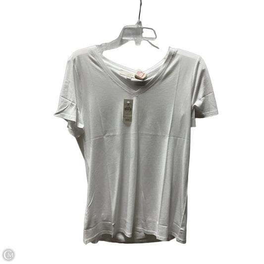 Top Short Sleeve By Loft In White, Size: L
