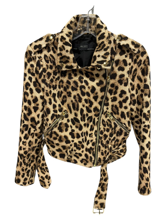 Jacket Moto By Zara In Animal Print, Size: Xs