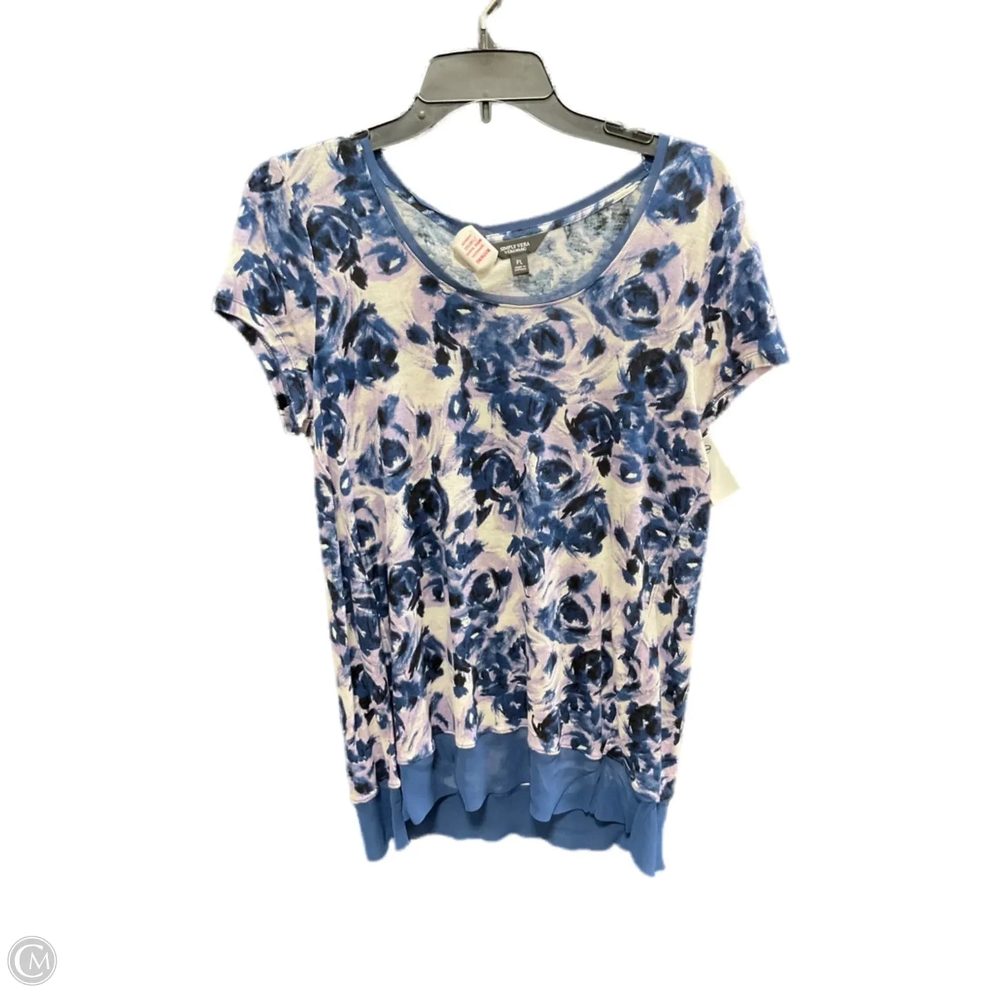 Top Short Sleeve By Simply Vera In Blue & Purple, Size: Lp