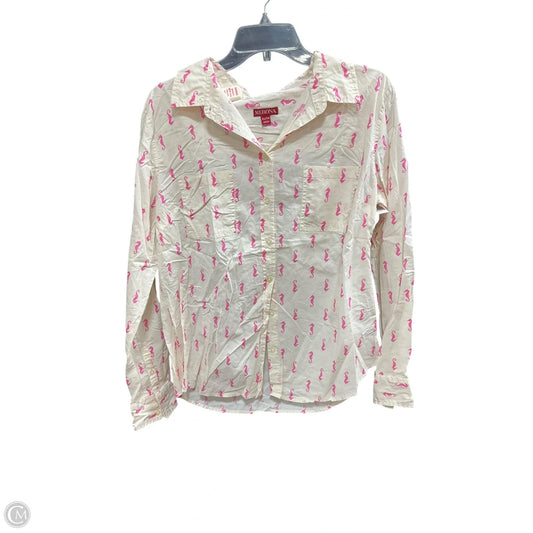 Blouse Long Sleeve By Merona In Pink & White, Size: Xl