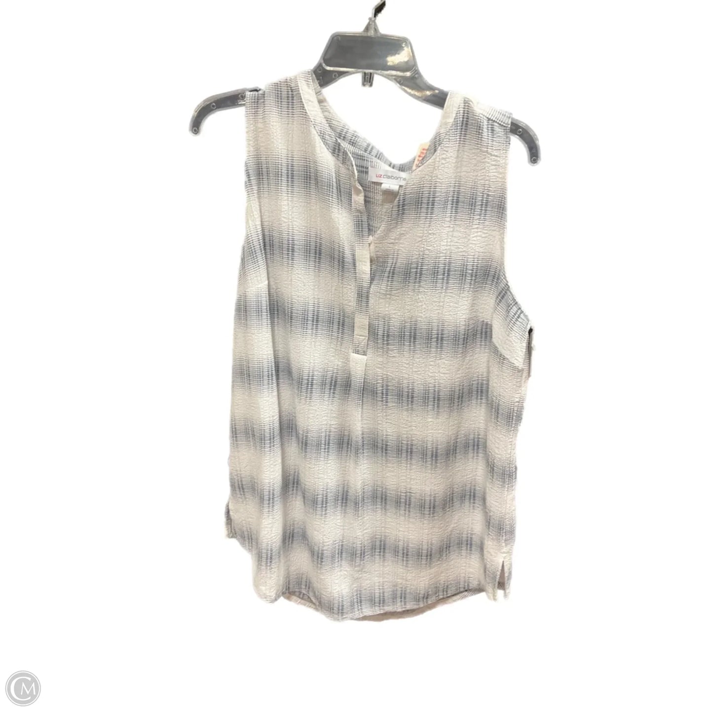 Top Sleeveless By Liz Claiborne In Blue & White, Size: L