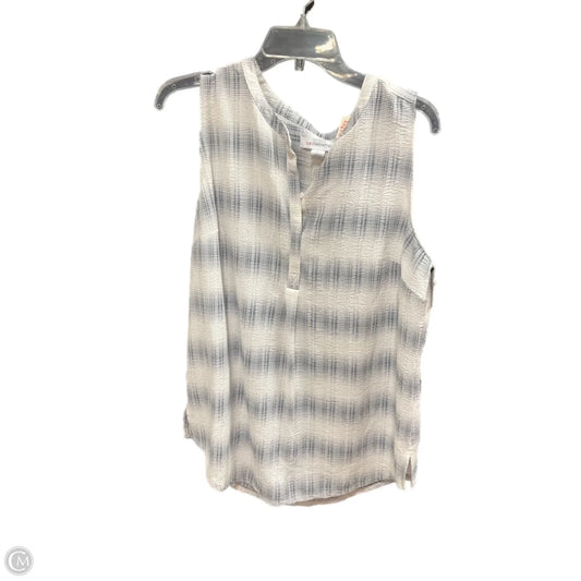 Top Sleeveless By Liz Claiborne In Blue & White, Size: L