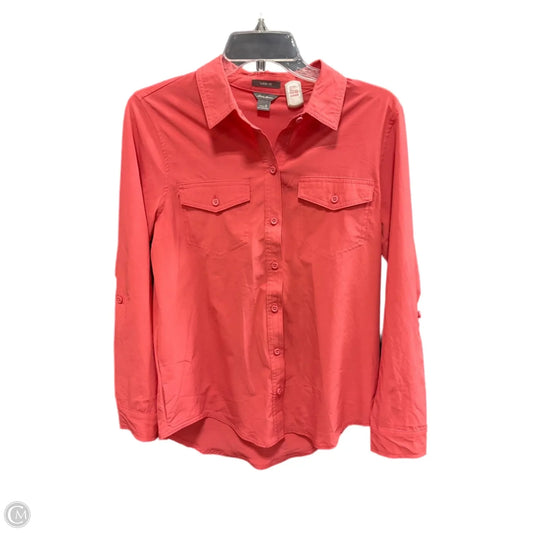 Blouse Long Sleeve By Eddie Bauer In Pink, Size: S