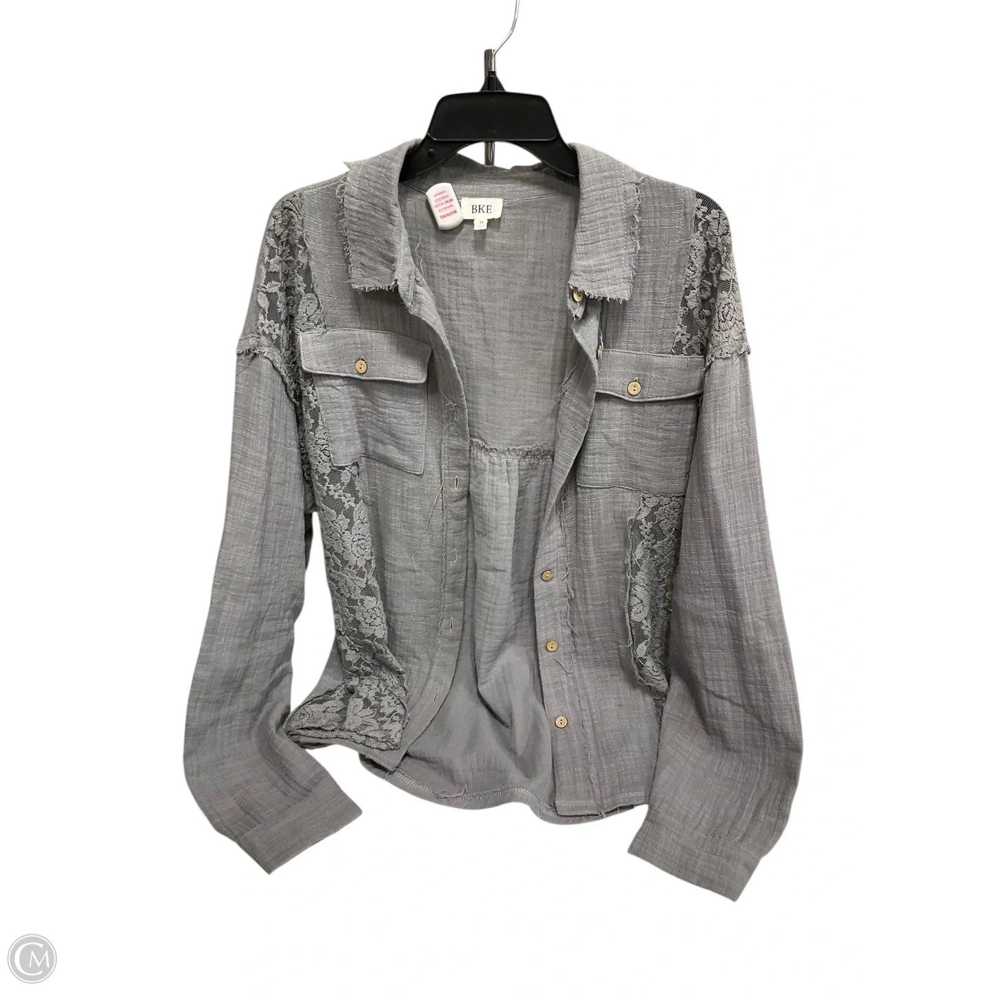 Jacket Shirt By Bke In Grey, Size: M
