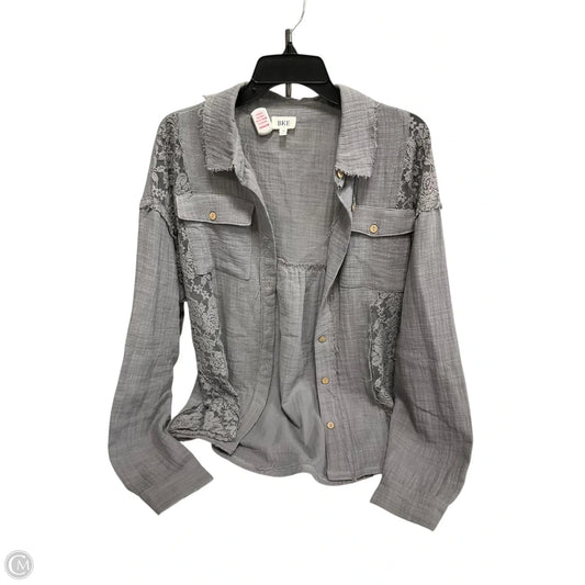 Jacket Shirt By Bke In Grey, Size: M