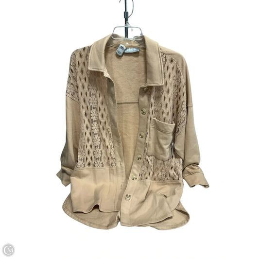 Jacket Shirt By Blue B In Tan, Size: M