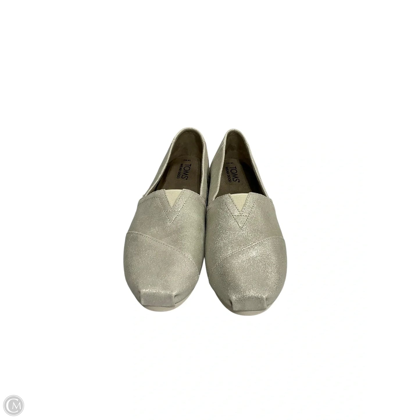 Shoes Flats By Toms In Silver, Size: 9