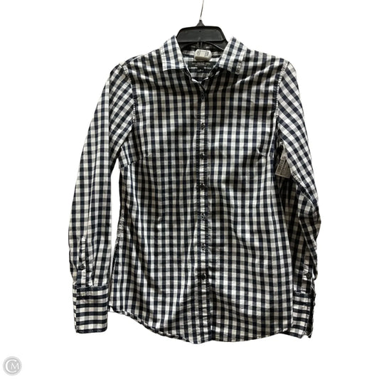 Blouse Long Sleeve By Banana Republic In Blue & White, Size: S