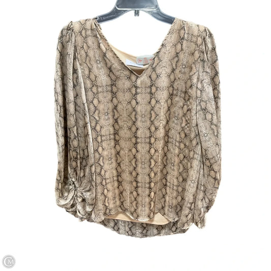 Top Long Sleeve By Adrienne Vittadini In Animal Print, Size: M