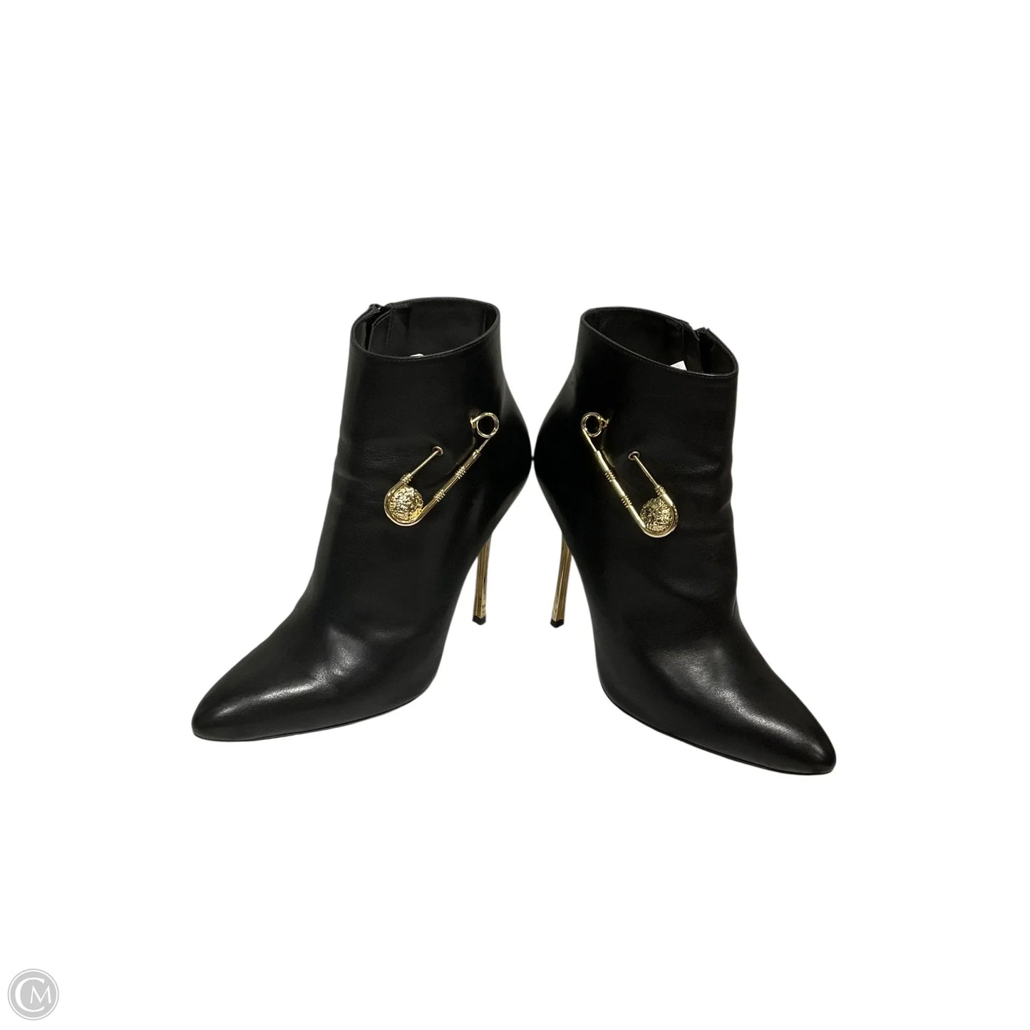 Boots Luxury Designer By Versace In Black, Size: 8