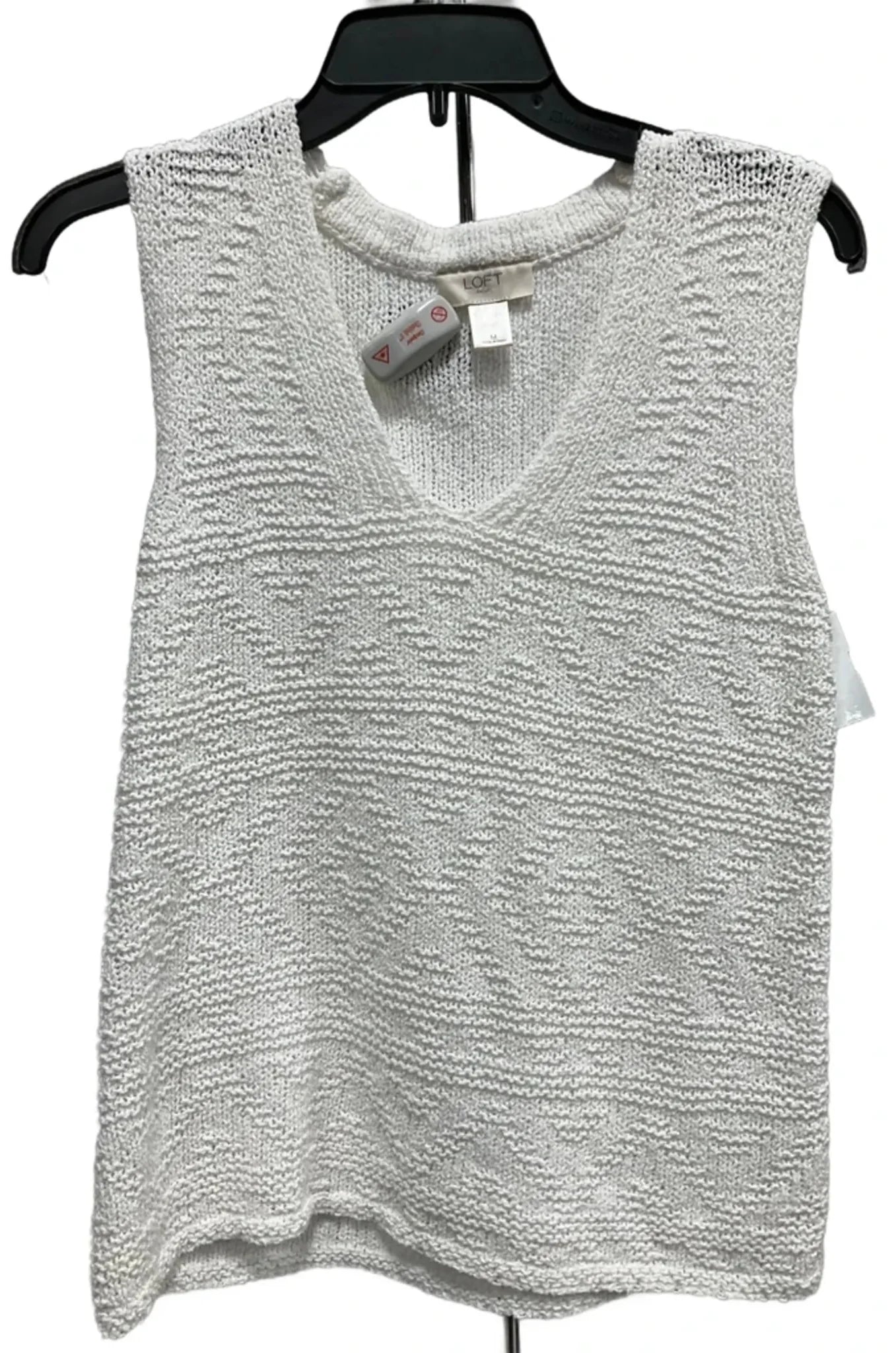 Vest Sweater By Loft In White, Size: M