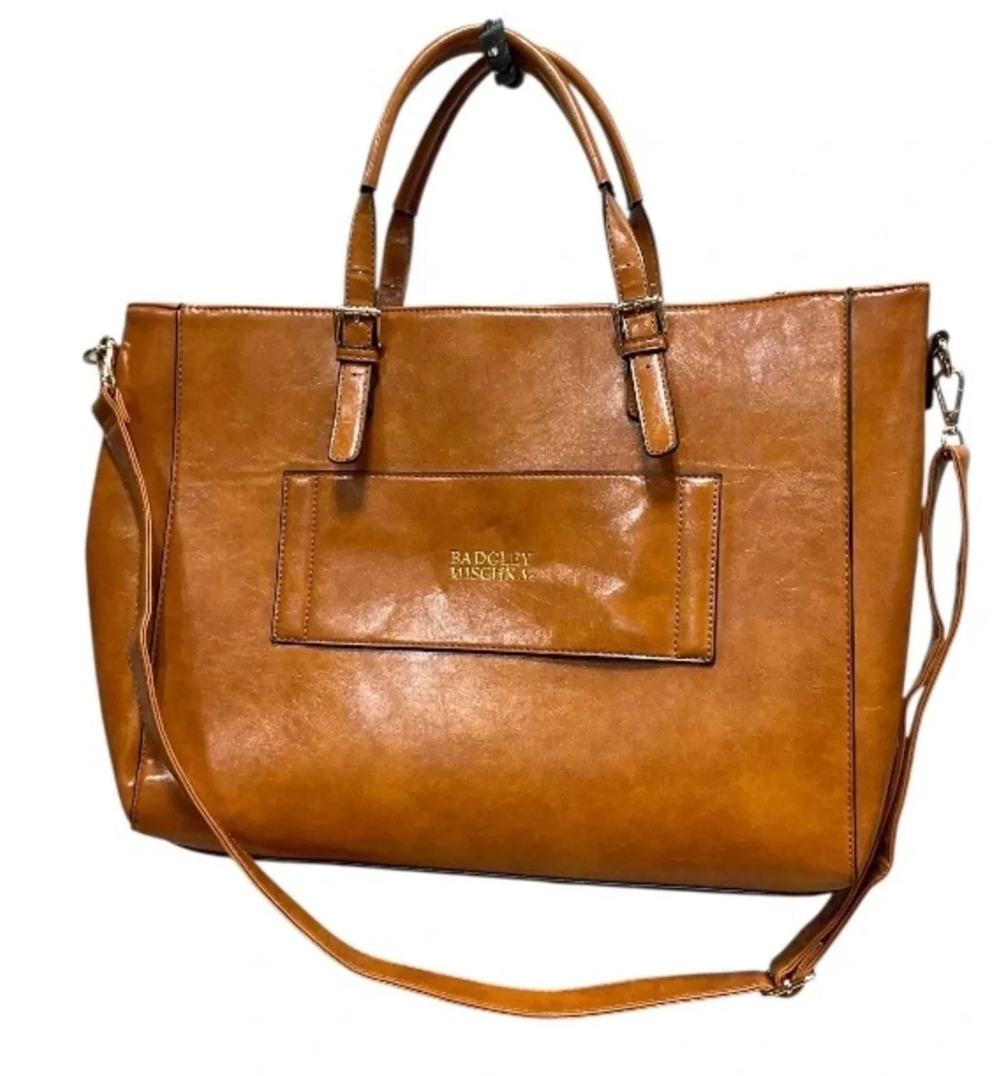 Tote Leather By Badgley Mischka, Size: Medium