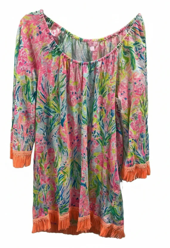 Top Long Sleeve Designer By Lilly Pulitzer In Orange & Pink, Size: L