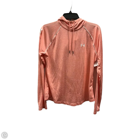 Athletic Top Long Sleeve Hoodie By Under Armour In Orange, Size: L