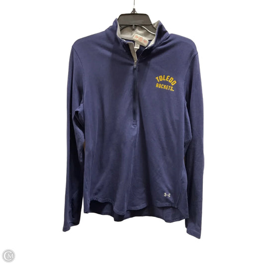 Athletic Top Long Sleeve Collar By Under Armour In Navy, Size: L
