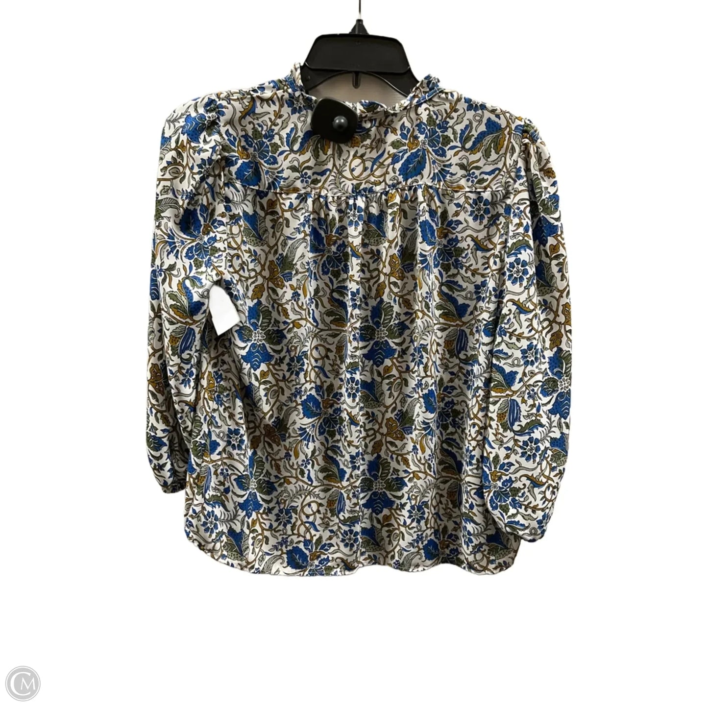 Top 3/4 Sleeve By Loft In Blue & Green, Size: Sp
