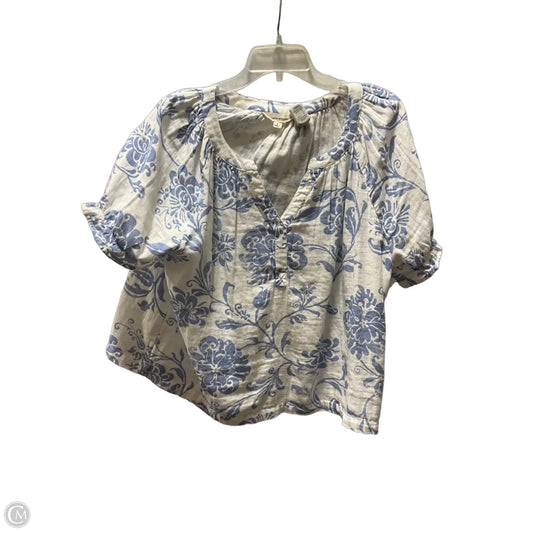Top Short Sleeve By Lucky Brand In Blue & White, Size: L