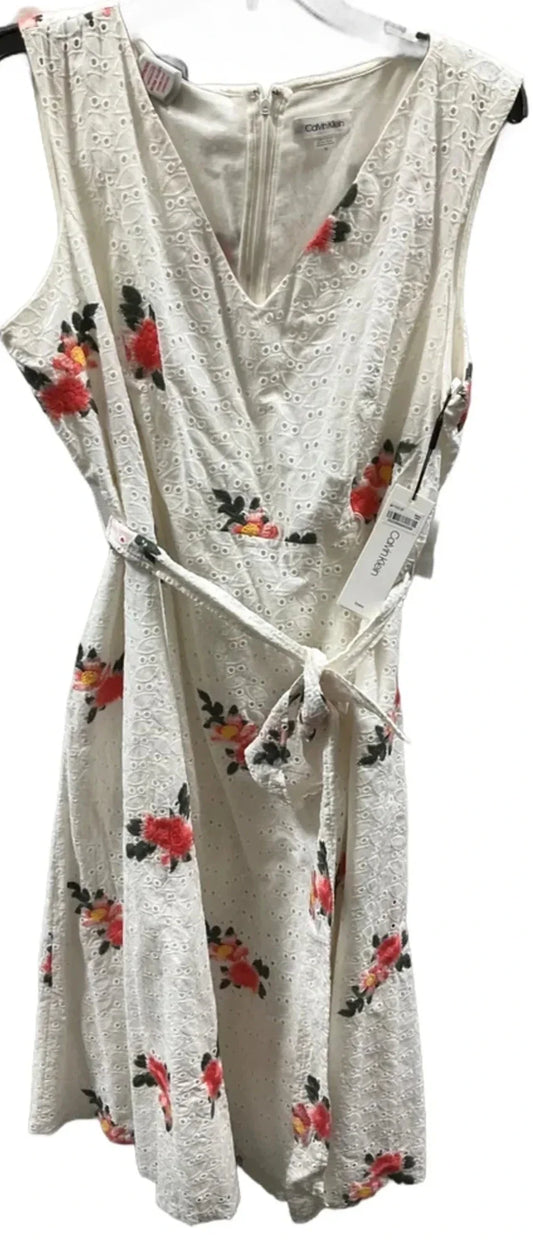Dress Casual Midi By Calvin Klein In White, Size: Xl