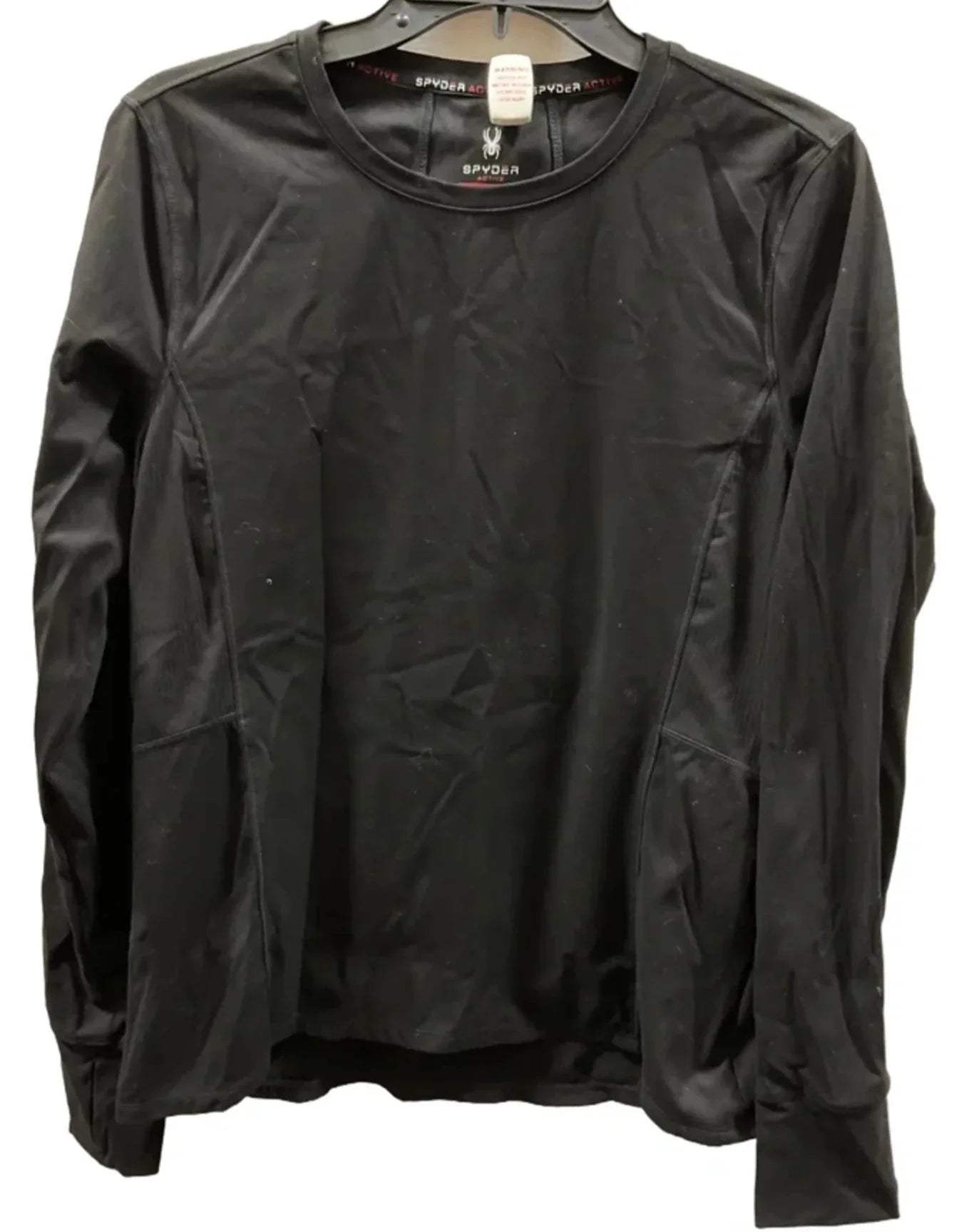Athletic Top Long Sleeve Crewneck By Spyder In Black, Size: L