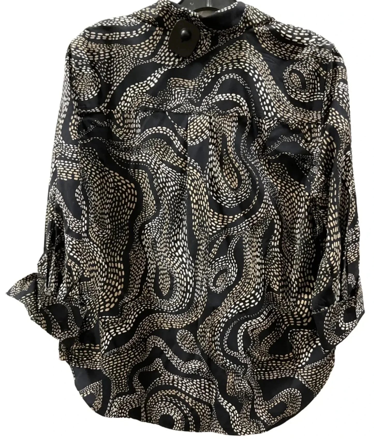 Blouse 3/4 Sleeve By Chicos In Black & Cream, Size: M