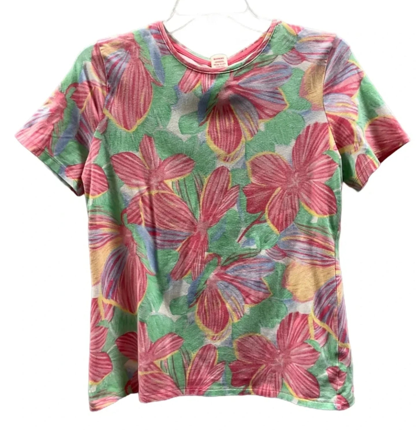 Top Short Sleeve Basic By Talbots In Floral Print, Size: M
