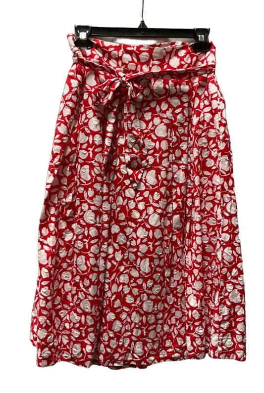 Skirt Midi By Talbots In Red & White, Size: 2