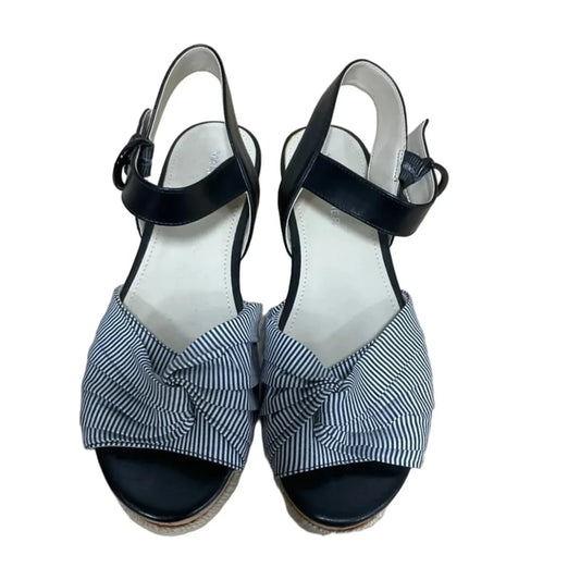 Sandals Heels Wedge By Marc Fisher In Striped Pattern, Size: 7.5