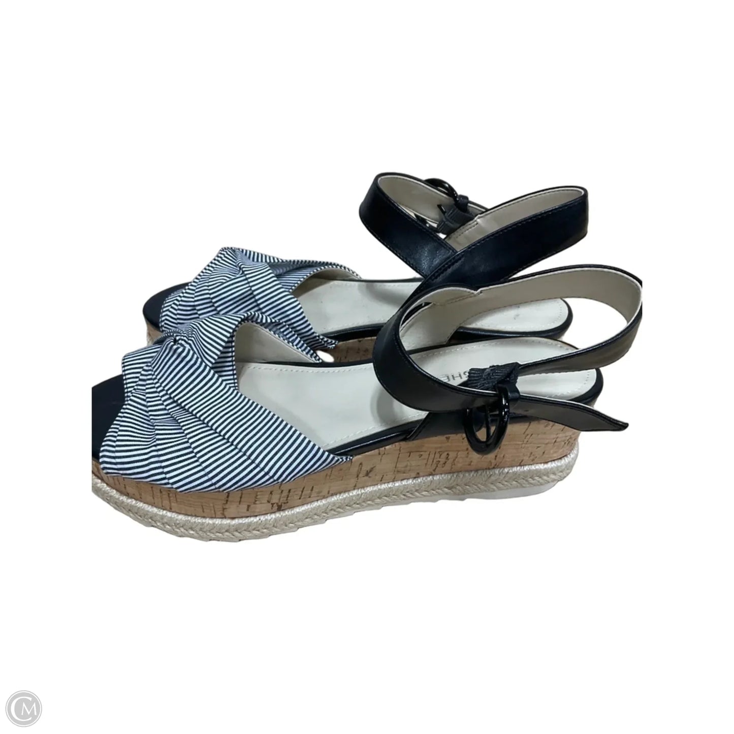 Sandals Heels Wedge By Marc Fisher In Striped Pattern, Size: 7.5
