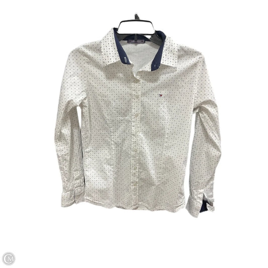 Blouse Long Sleeve By Tommy Hilfiger In Blue & White, Size: M