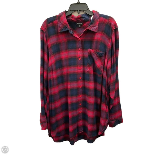 Blouse Long Sleeve By Torrid In Plaid Pattern, Size: 1x