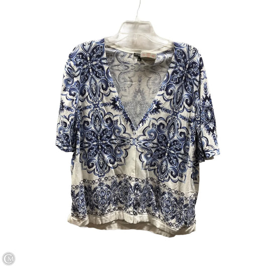 Cardigan By Talbots In Blue & White, Size: 3x