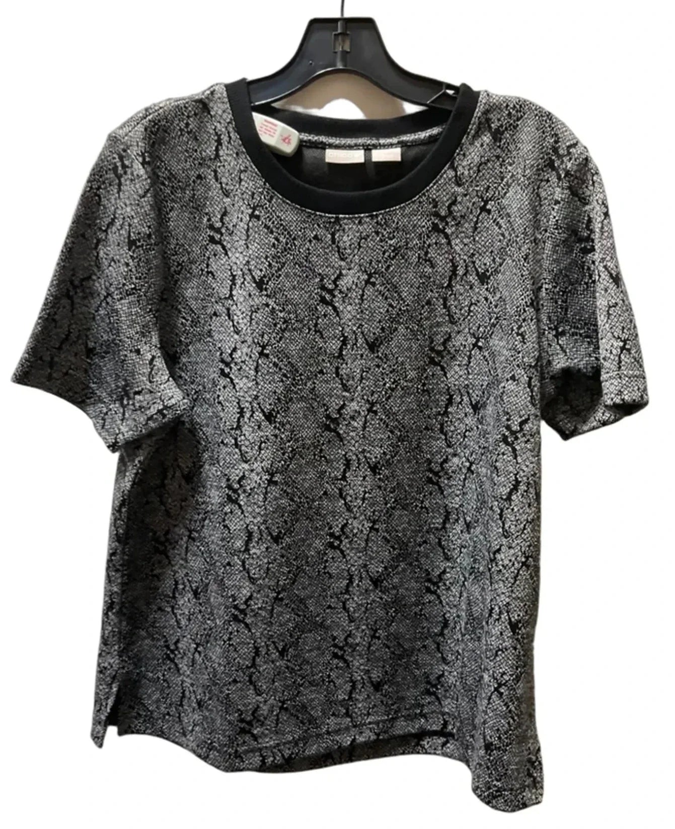 Top Short Sleeve By Chicos In Snakeskin Print, Size: L