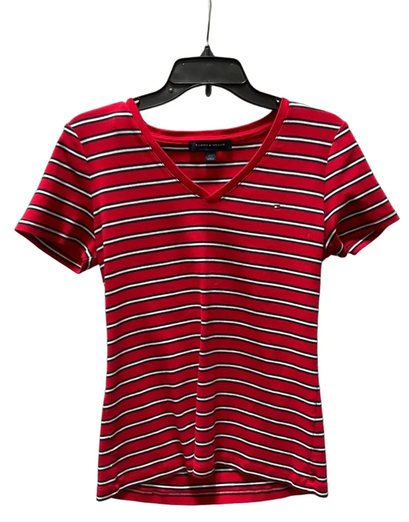 Top Short Sleeve By Tommy Hilfiger In Striped Pattern, Size: L
