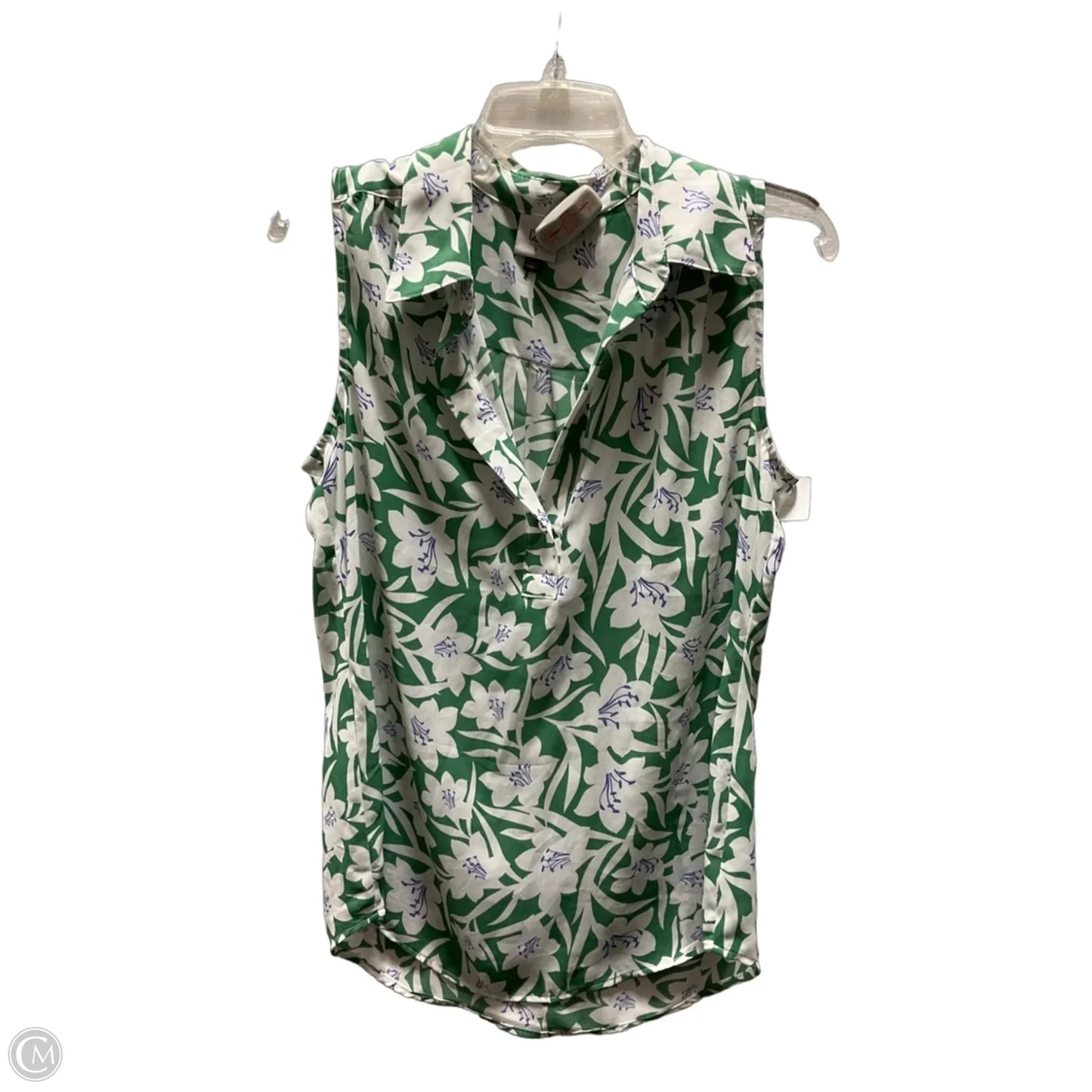 Top Sleeveless By Cabi In Green & White, Size: S