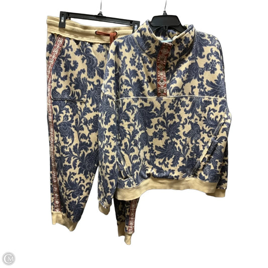 Lounge Set Pants By Sundance In Blue & Cream, Size: L