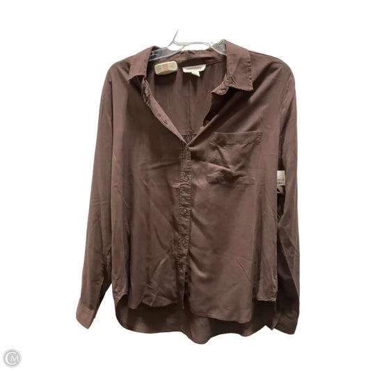 Blouse Long Sleeve By Beachlunchlounge In Brown, Size: L