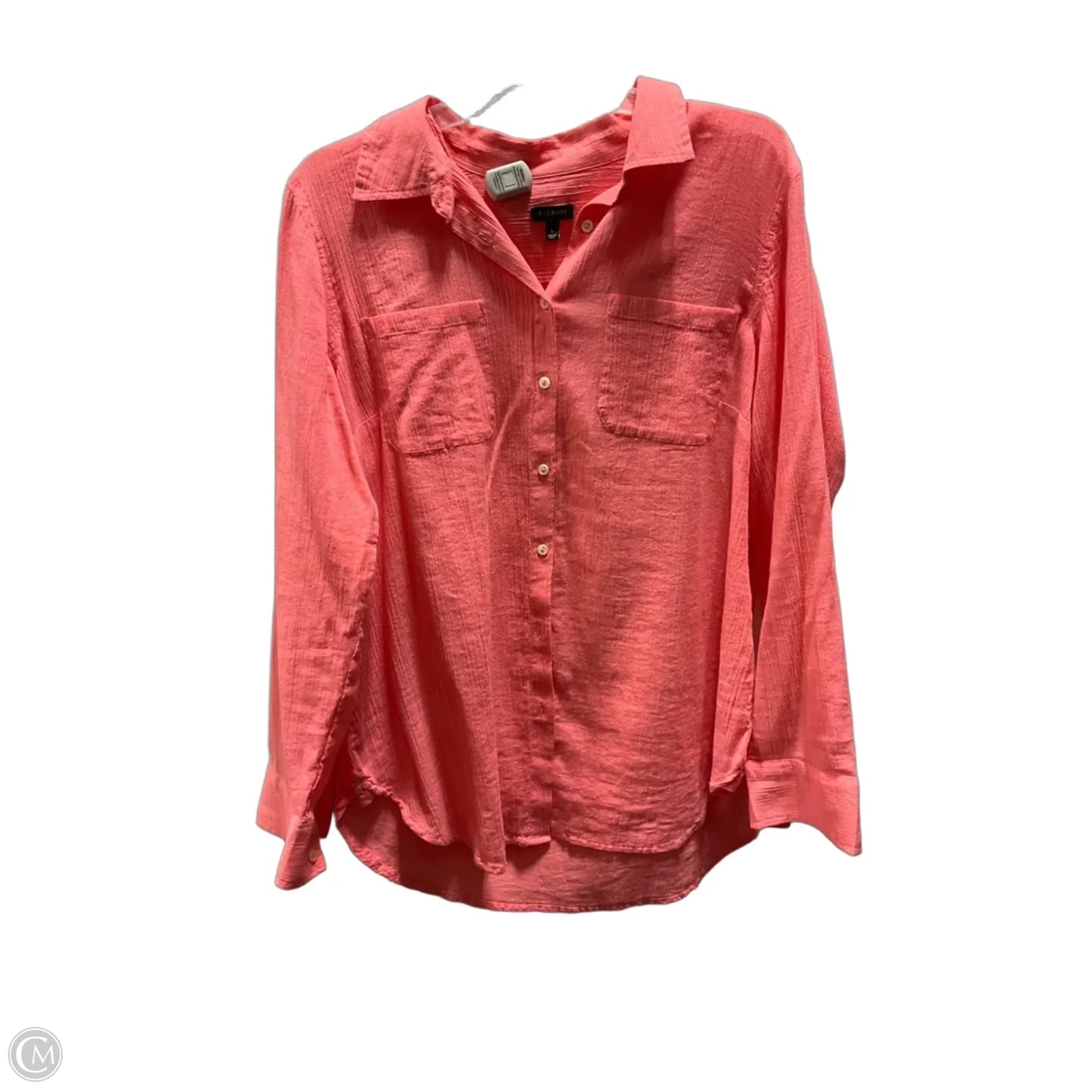 Blouse Long Sleeve By Express In Coral, Size: L