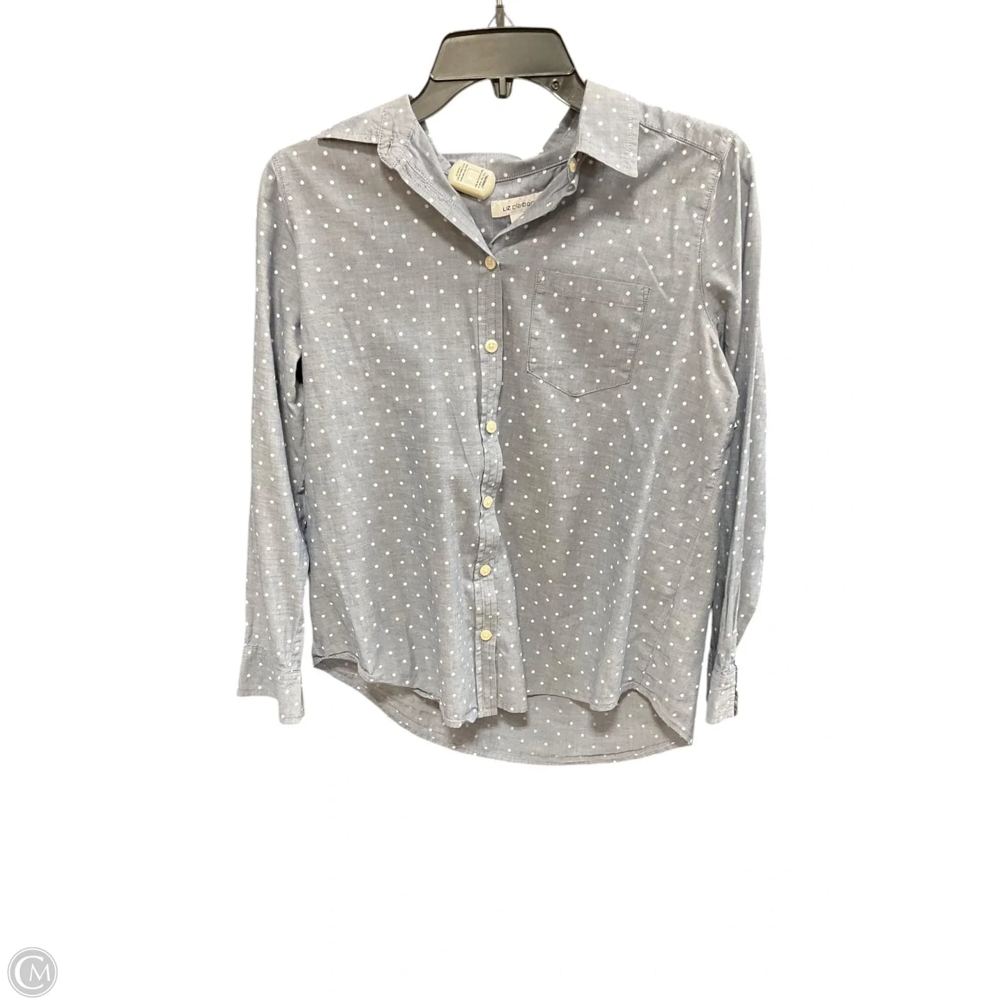 Blouse Long Sleeve By Liz Claiborne In Polkadot Pattern, Size: S