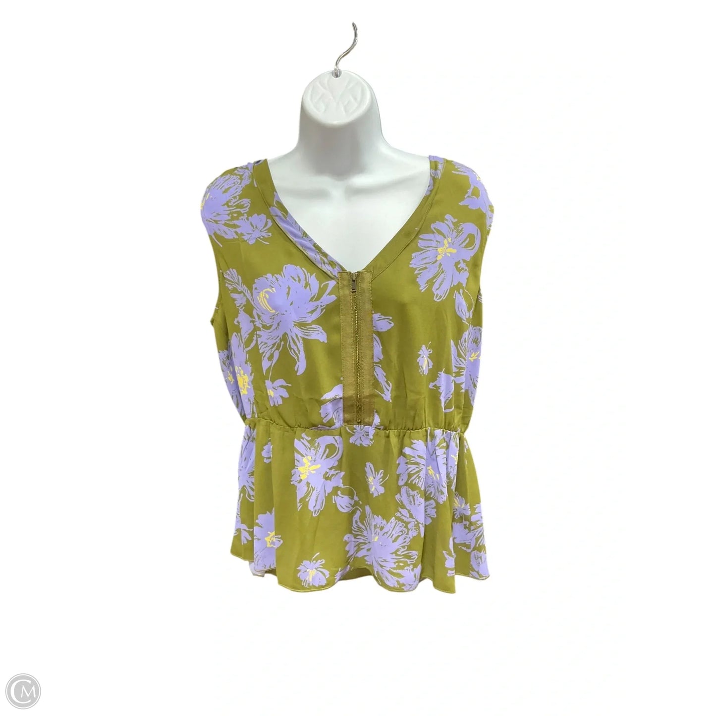 Top Sleeveless By Cabi In Green & Purple, Size: M