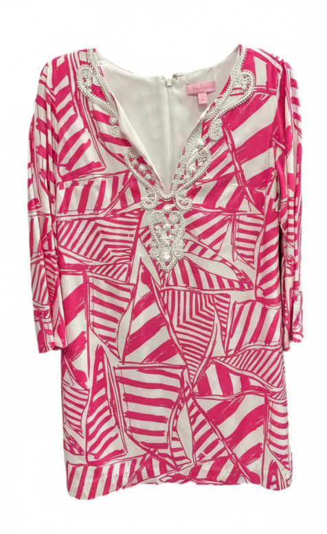 Dress Designer By Lilly Pulitzer In Pink & White, Size: S