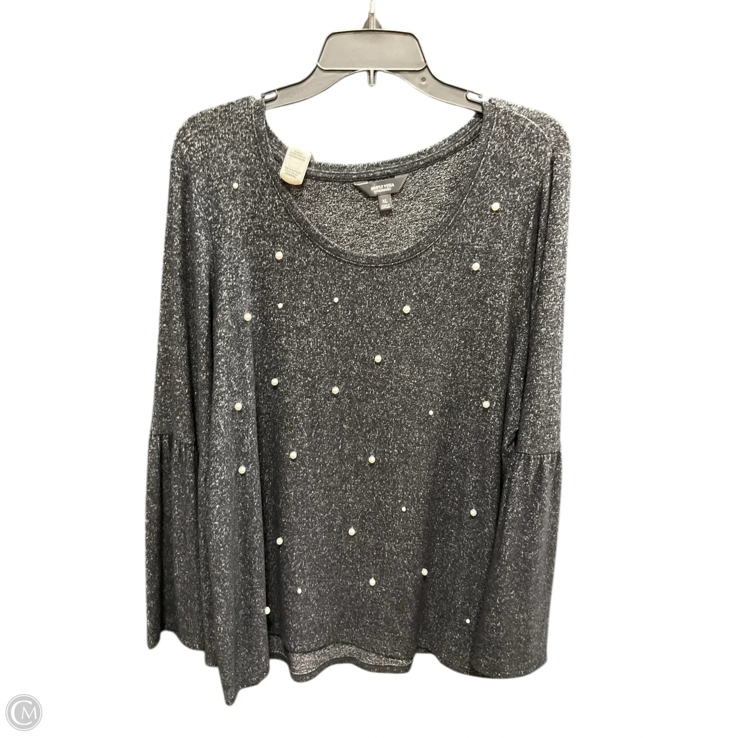 Top Long Sleeve By Simply Vera In Grey, Size: Xl