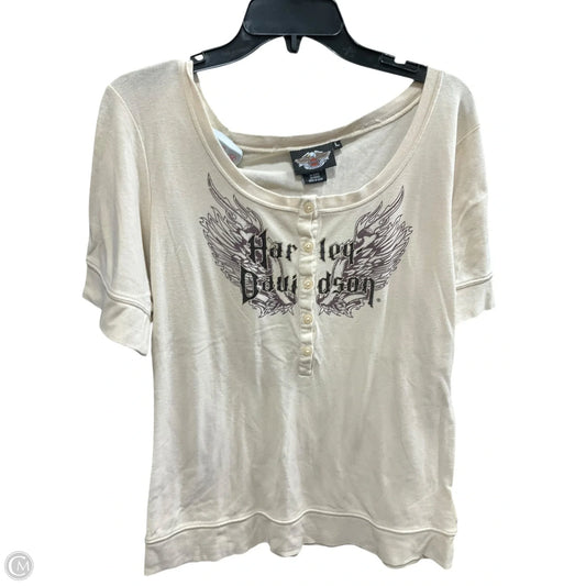Top Short Sleeve By Harley Davidson In Cream, Size: L