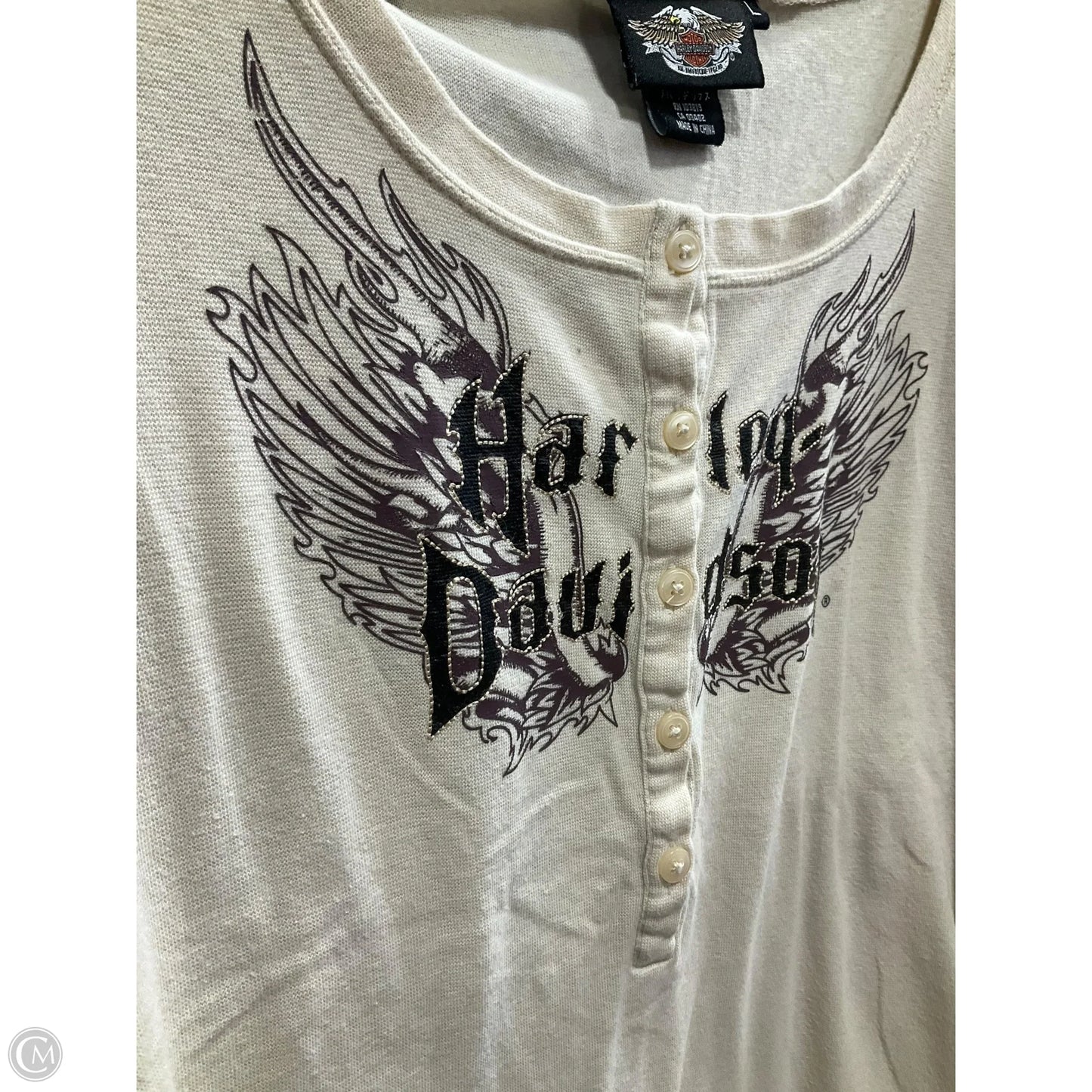 Top Short Sleeve By Harley Davidson In Cream, Size: L
