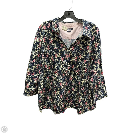 Blouse Short Sleeve By Chaps In Floral Print, Size: 3x