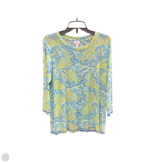 Top Long Sleeve By Logo In Blue & Yellow, Size: S