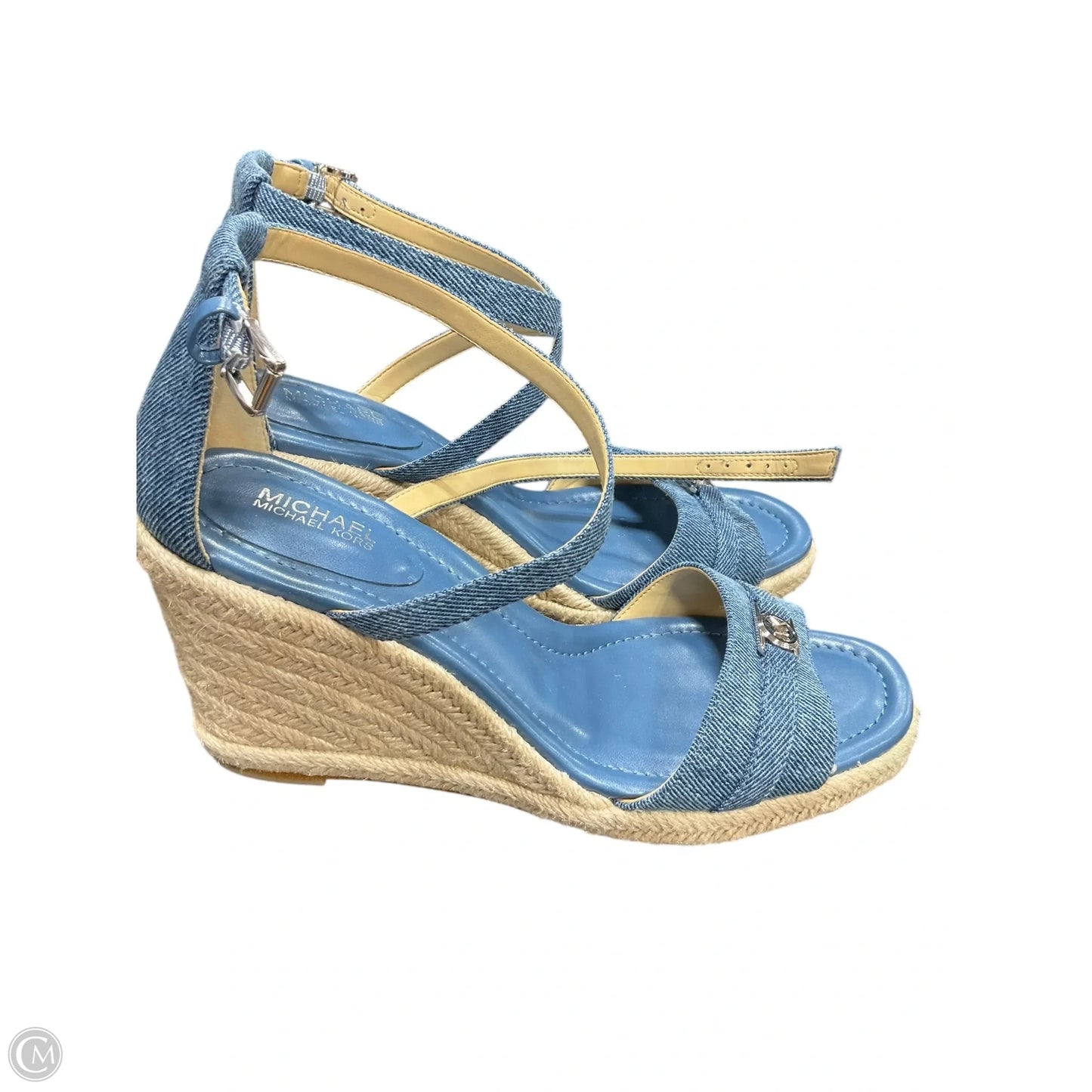Shoes Heels Wedge By Michael By Michael Kors In Blue Denim, Size: 8