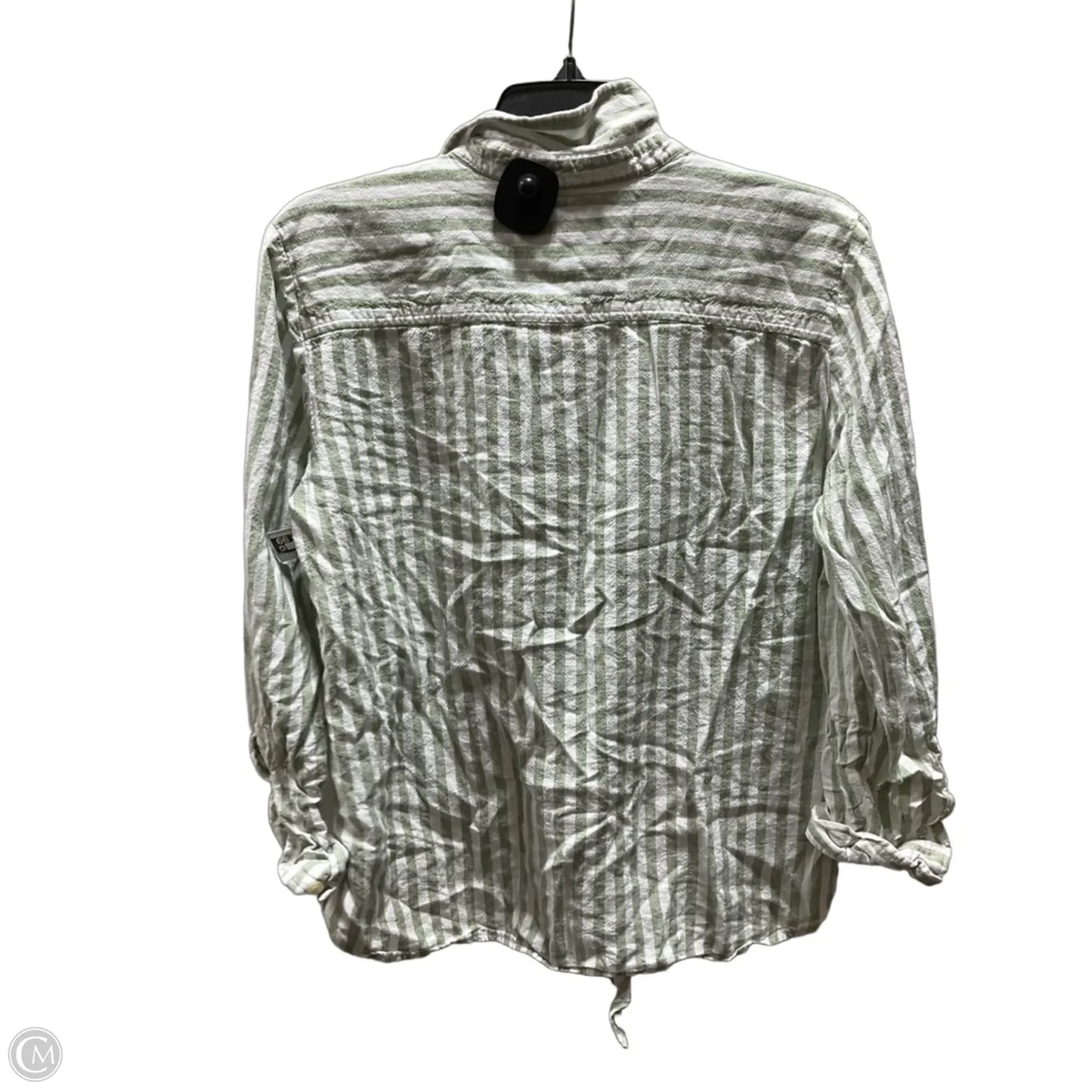 Blouse Long Sleeve By Loft In Green & White, Size: L